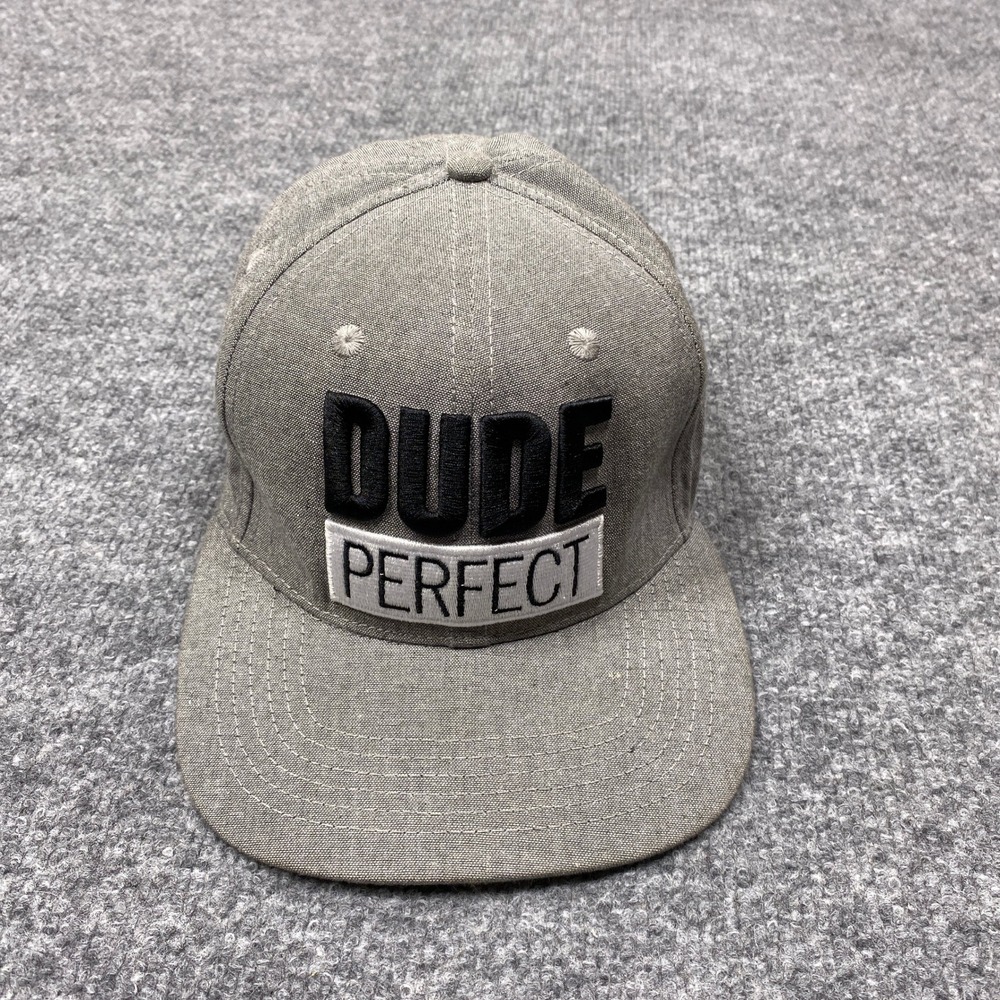 Dude Perfect Hat Mens OSFA Grey 2021 Tour Snapback Flat Brim Logo Under-Brim